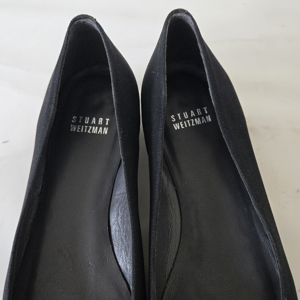 Stuart Weitzman Black Bow Accent Slip-on Ballet Flats Size 8.5 M‎ Fabric Upper - Picture 4 of 16